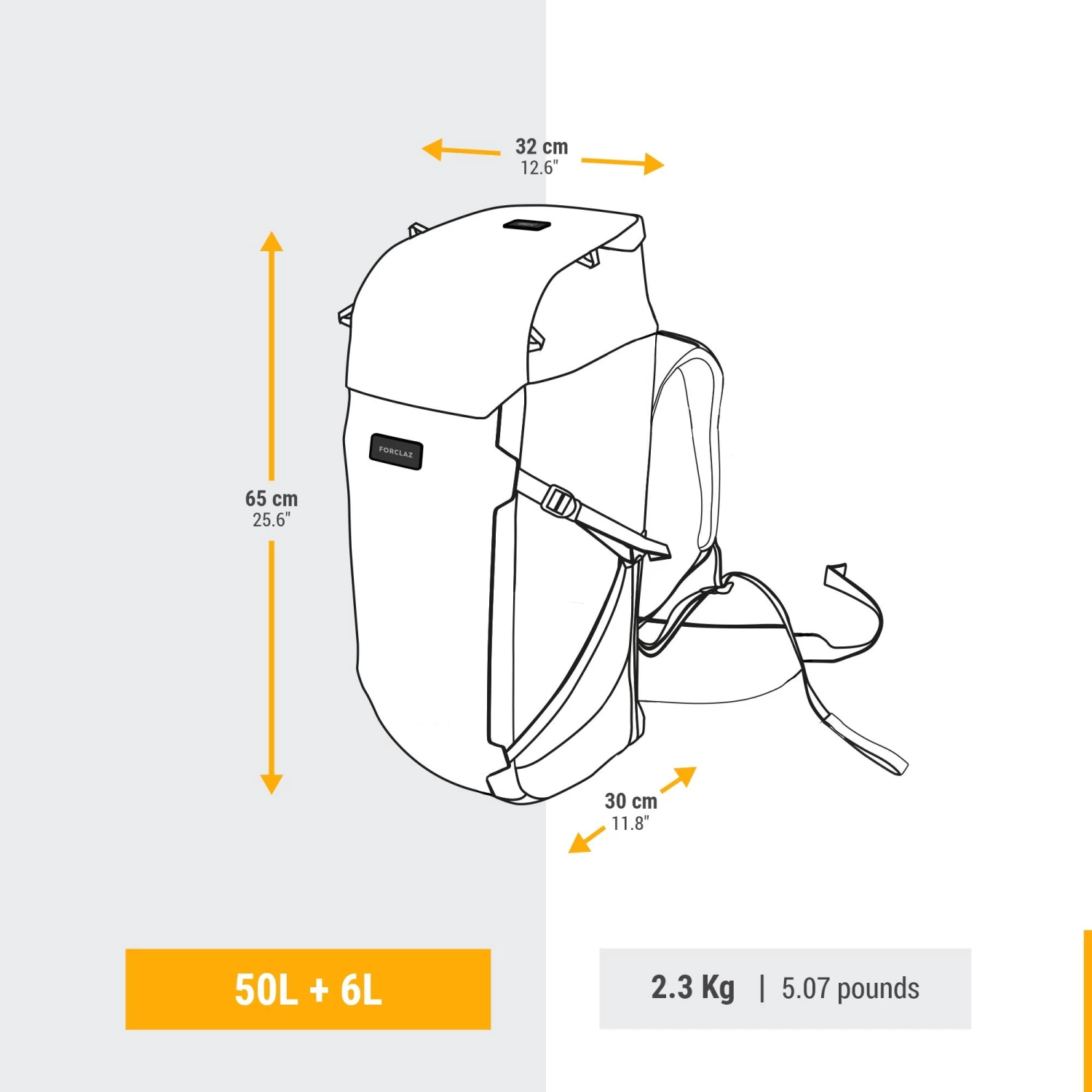 MEN’S TRAVEL TREKKING BACKPACK TRAVEL 900 50+6 L WITH SUITCASE OPENING 3 MEN’S TRAVEL TREKKING BACKPACK TRAVEL 900 50+6 L WITH SUITCASE OPENING - Image 3