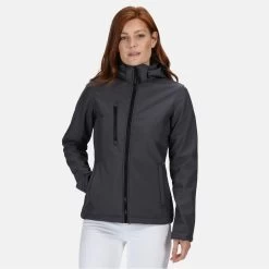 Regatta Womens/Ladies Venturer Hooded Soft Shell Jacket (Black) -Hike & Outdoor Deals Store k28992fcea543efbd9f5dfc0aa5169b09