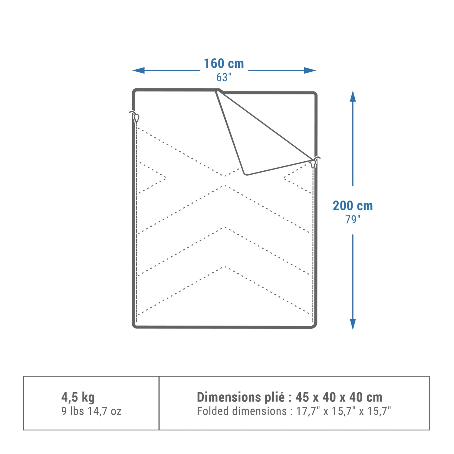 Quechua Camping Sleeping Bag Arpenaz 10° Cotton Double 2 Quechua Camping Sleeping Bag Arpenaz 10° Cotton Double - Image 2