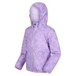 Regatta Girls Catkin Animal Print Waterproof Jacket (Pastel/Lilac) -Hike & Outdoor Deals Store k95f0f2a2a15ef9355fa48a9d3eab83f6