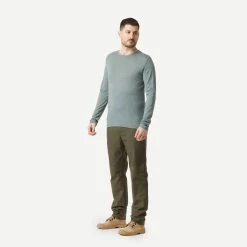 Men's Long-sleeved Merino Wool Trekking T-shirt - TRAVEL 100 -Hike & Outdoor Deals Store ke03fc396e34fc7a687808e27c0e24c99